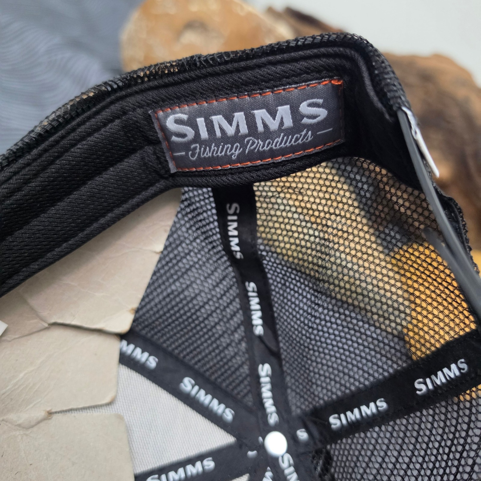 Simms Trout Icon Trucker Hat Mens Osfm Tan New Low Crown Fishing Mesh Cap — image 7 of 7